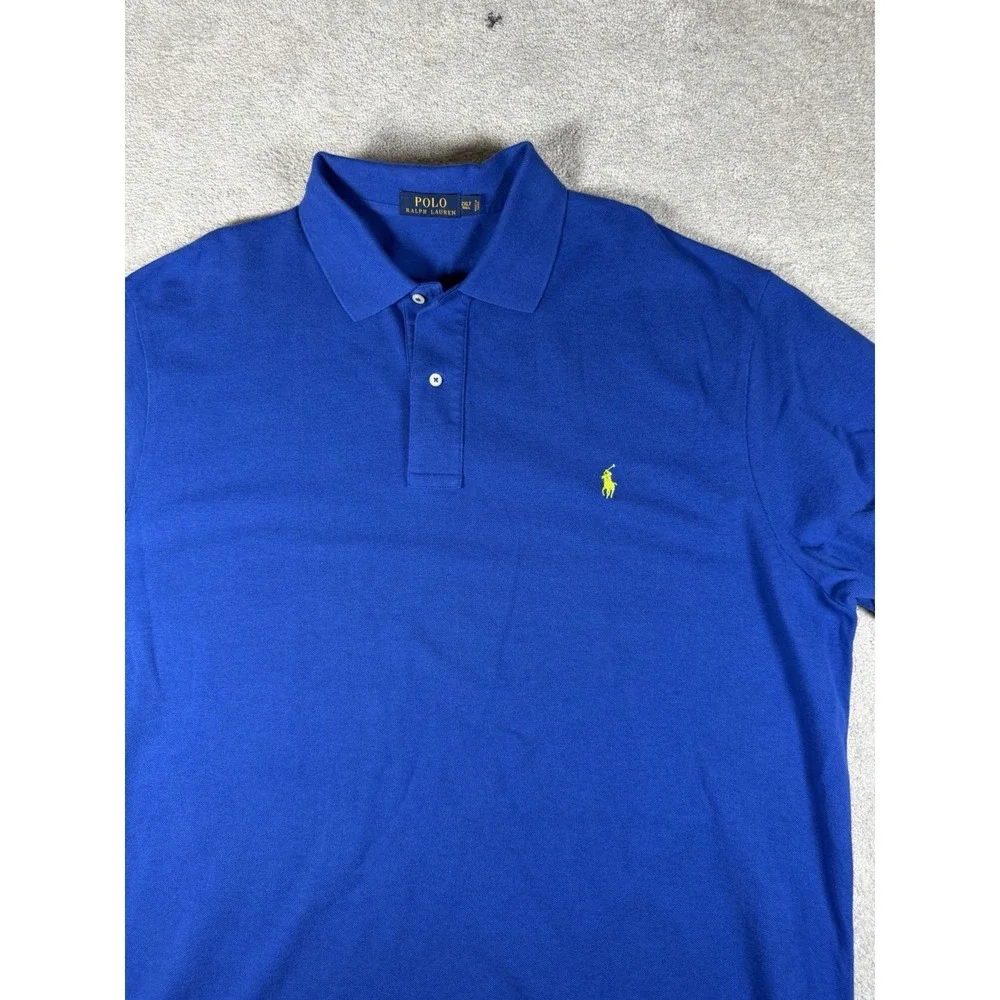 Polo Ralph Lauren Blue Polo Shirt Mens 2XLT Big Tall Short Sleeve Neon Pony